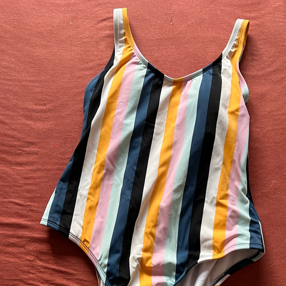 Target one piece swimsuit. Stripes. Scoop back.